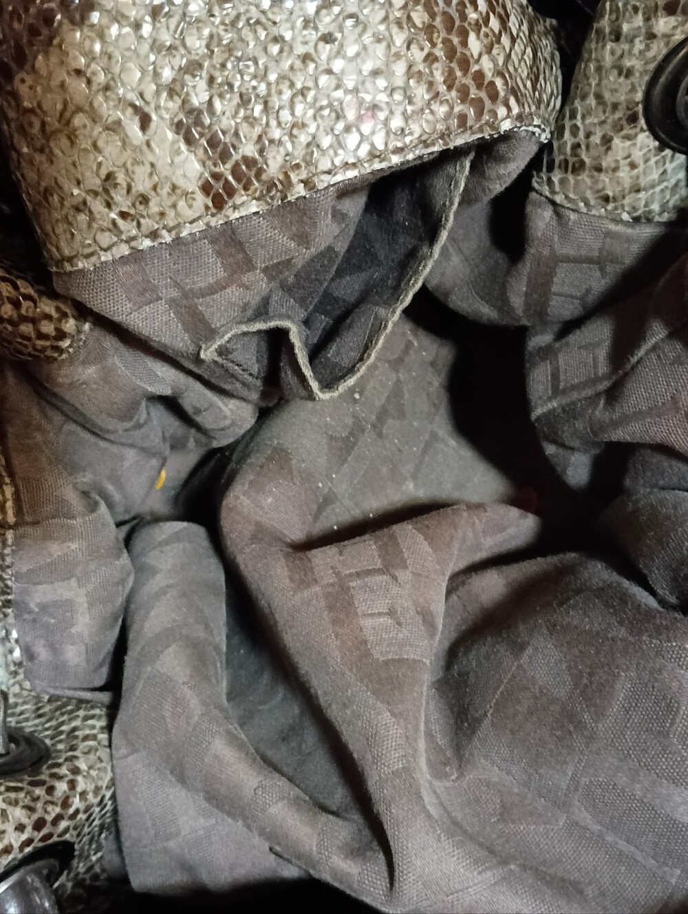 Furla Snake-Print Shoulder Bag in Tan and Dark Brown - Picture 7 of 7